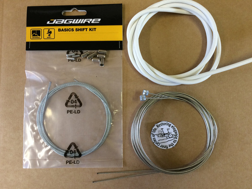 Moulton F Frame Brake and Gear Cable Kit - White ribbed or mesh